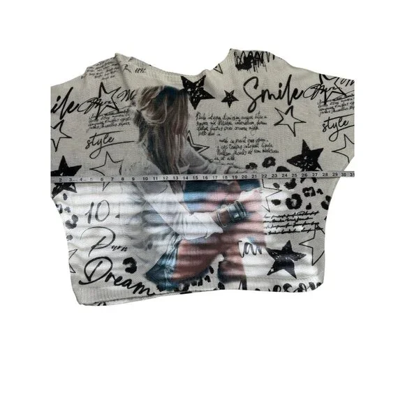 Made in Italy Womens Graphic Open Knit Sweater Long Sleeve Cowgirl Star Beach - Picture 5 of 7